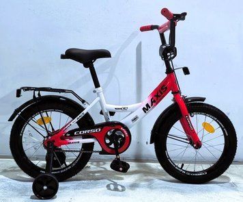 Купить Детский велосипед CORSO 16" Maxis MX-23965 (стальная рама, ручные томоза, дополнительные колеса) 3 324 грн недорого