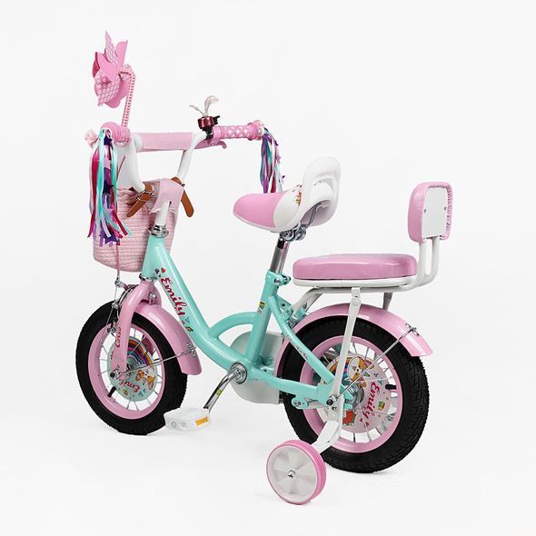 Купить Велосипед детский CORSO 12" Emily ML-42589 (вспомогательные колеса, корзинка, кресло для куклы) 3 368 грн недорого