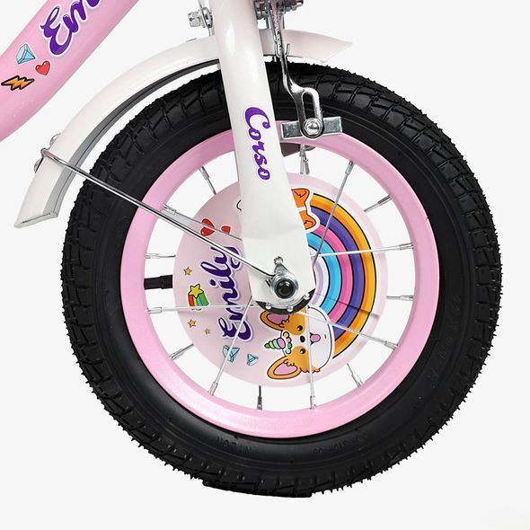 Купить Велосипед детский CORSO 12" Emily ML-15569 (вспомогательные колеса, корзинка, кресло для куклы) 3 368 грн недорого