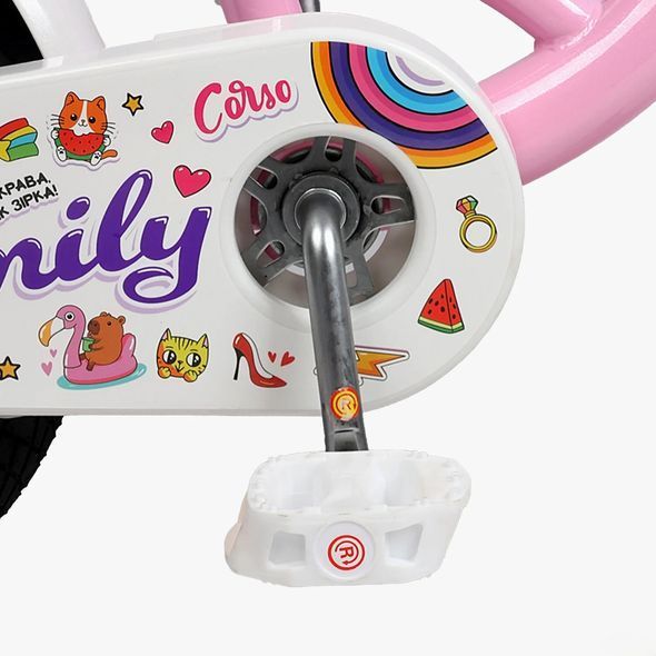 Купить Велосипед детский CORSO 12" Emily ML-15569 (вспомогательные колеса, корзинка, кресло для куклы) 3 368 грн недорого