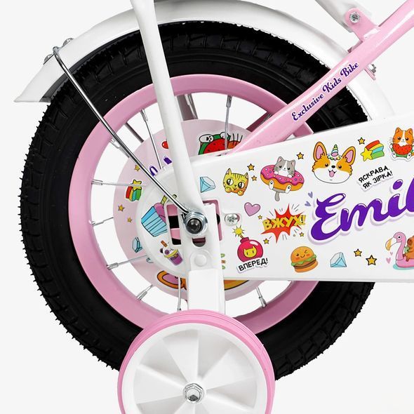 Купить Велосипед детский CORSO 12" Emily ML-15569 (вспомогательные колеса, корзинка, кресло для куклы) 3 368 грн недорого