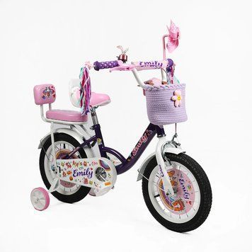 Купить Велосипед детский CORSO 14" Emily ML-36988 (вспомогательные колеса, корзинка, кресло для куклы) 3 537 грн недорого