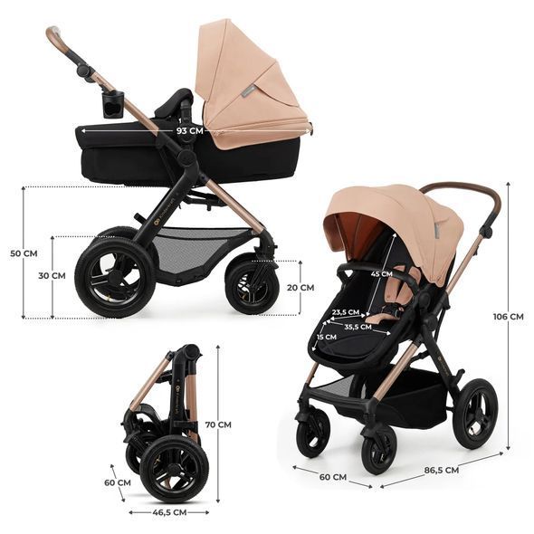 Купити Коляска дитяча 3 в 1 Kinderkraft Moov 2 Air Sand Beige 15 790 грн недорого, дешево