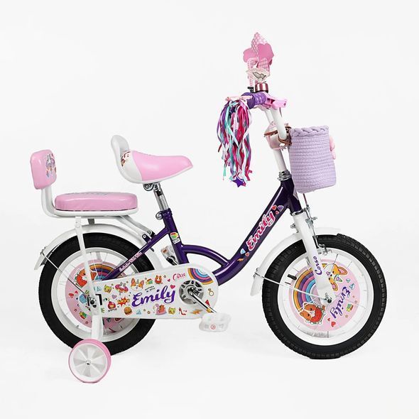 Купить Велосипед детский CORSO 14" Emily ML-36988 (вспомогательные колеса, корзинка, кресло для куклы) 3 537 грн недорого