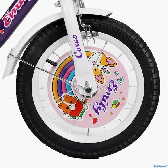 Купить Велосипед детский CORSO 14" Emily ML-36988 (вспомогательные колеса, корзинка, кресло для куклы) 3 537 грн недорого