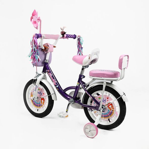 Купить Велосипед детский CORSO 14" Emily ML-36988 (вспомогательные колеса, корзинка, кресло для куклы) 3 537 грн недорого