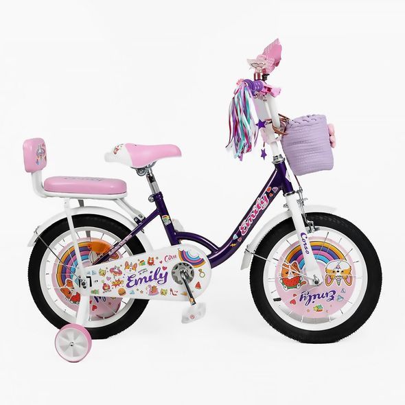Купити Велосипед дитячий CORSO 16" Emily ML-64522 (допоміжні колеса, корзинка, крісло для ляльки) 3 846 грн недорого, дешево