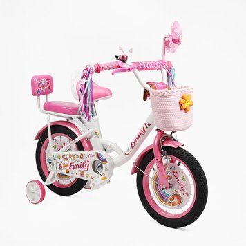 Купить Велосипед детский CORSO 14" Emily ML-13065 (вспомогательные колеса, корзинка, кресло для куклы) 3 537 грн недорого