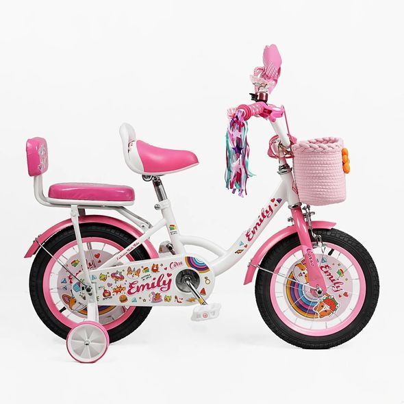 Купити Велосипед дитячий CORSO 14" Emily ML-13065 (допоміжні колеса, корзинка, крісло для ляльки) 3 537 грн недорого, дешево