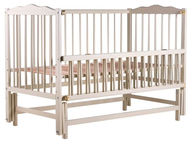 Купить Кроватка Bair Радуга VM-2 маятник, откидной бок, бук слоновая кость 4 642 грн недорого