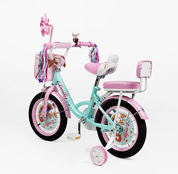 Купить Велосипед детский CORSO 14" Emily ML-29014 (вспомогательные колеса, корзинка, кресло для куклы) 3 537 грн недорого