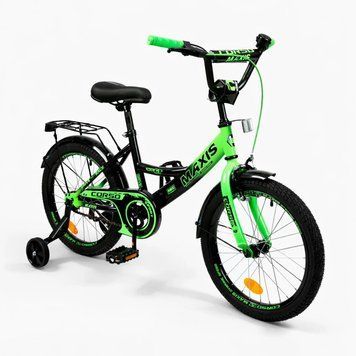 Купить Детский велосипед CORSO 18" Maxis MX-70952 (стальная рама, ручные томоза, дополнительные колеса) 3 694 грн недорого