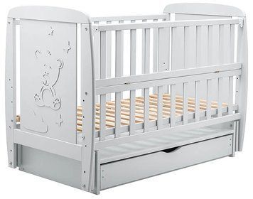 Купить Кроватка Bair Умка UMY-3 маятник, шухляда, откидной бок, бук, серый 6 380 грн недорого