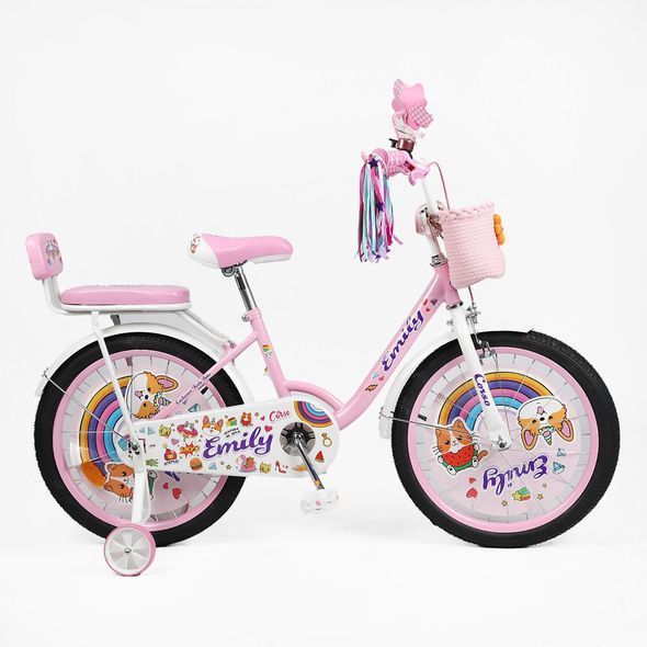 Купить Велосипед детский CORSO 20" Emily ML-64783 (вспомогательные колеса, корзинка, кресло для куклы) 4 498 грн недорого