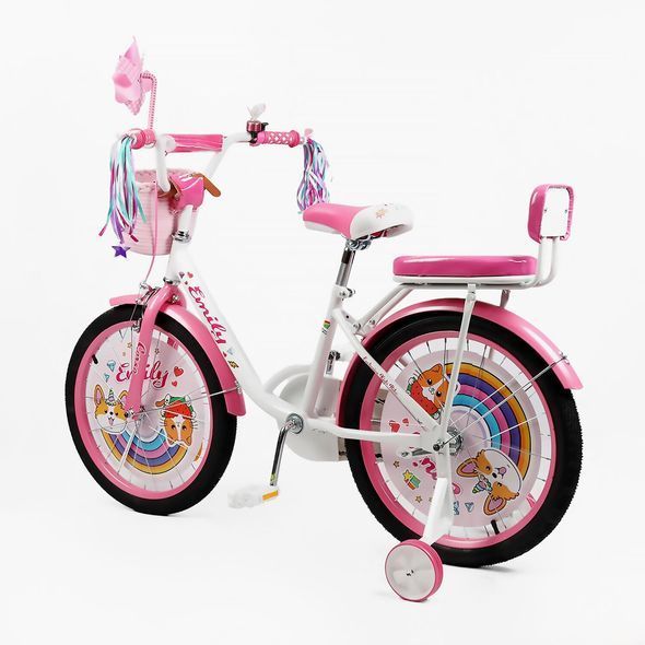 Купить Велосипед детский CORSO 20" Emily ML-76599 (вспомогательные колеса, корзинка, кресло для куклы) 4 498 грн недорого
