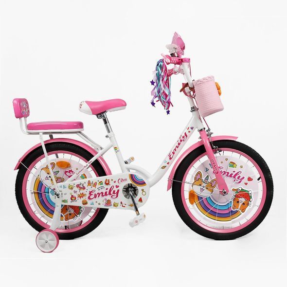 Купить Велосипед детский CORSO 20" Emily ML-76599 (вспомогательные колеса, корзинка, кресло для куклы) 4 498 грн недорого