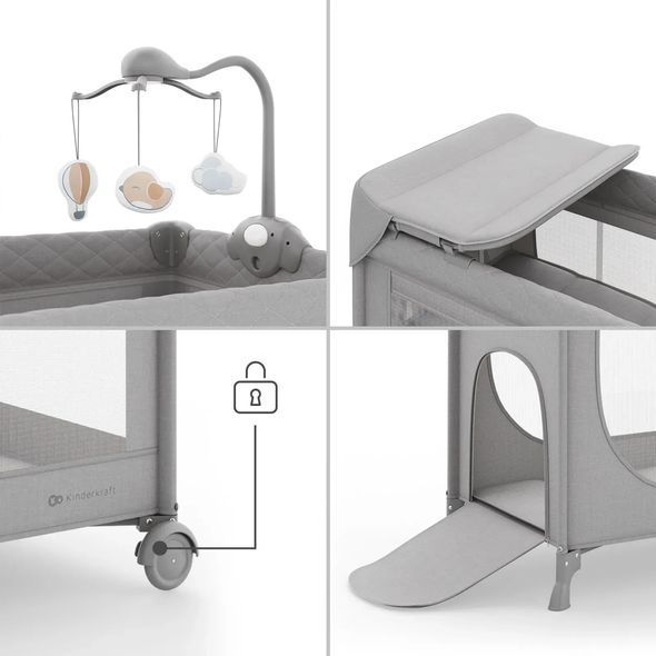 Купити Ліжко-манеж з пеленатором Kinderkraft Leody Up Grey 6 390 грн недорого, дешево
