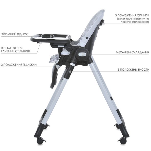Купить Стульчик для кормления El Camino ME 1037-B CRYSTAL Gray 4 393 грн недорого