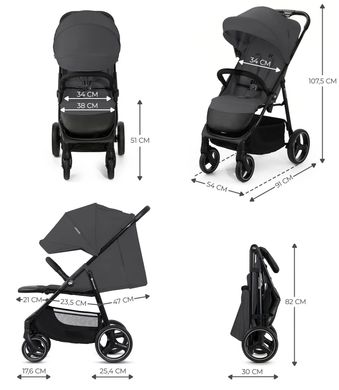 Купити Прогулянкова коляска Kinderkraft Trig 3 Onyx Black 6 090 грн недорого, дешево