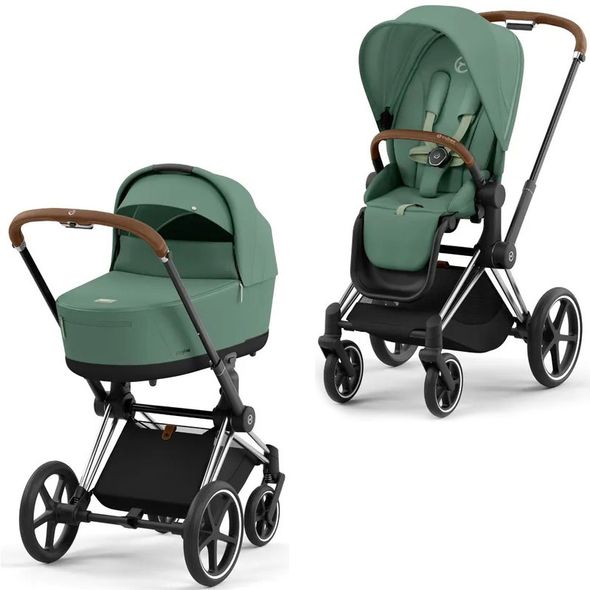 Купити Коляска дитяча 2 в 1 Cybex Priam Leaf Green шасі Chrome Brown 51 600 грн недорого, дешево