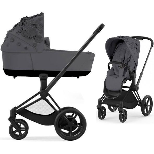 Купити Коляска дитяча 2 в 1 Cybex Priam Simply Flowers Grey шасі Matt Black 62 340 грн недорого, дешево