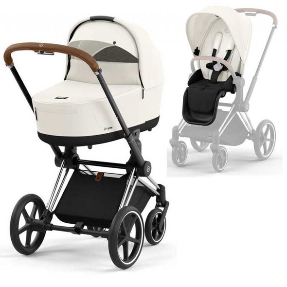 Купити Коляска дитяча 2 в 1 Cybex Priam Off White шасі Chrome Brown 49 080 грн недорого, дешево