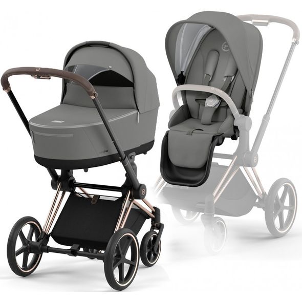 Купити Коляска дитяча 2 в 1 Cybex Priam Mirage Grey шасі Rosegold 52 190 грн недорого, дешево