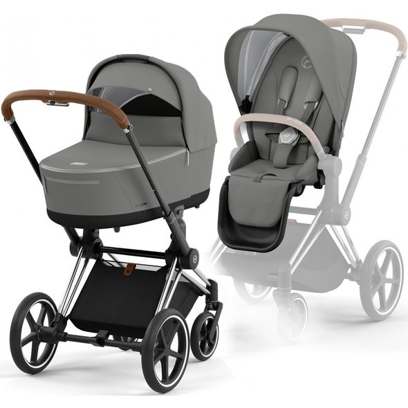 Купити Коляска дитяча 2 в 1 Cybex Priam Mirage Grey шасі Chrome Brown 49 180 грн недорого, дешево