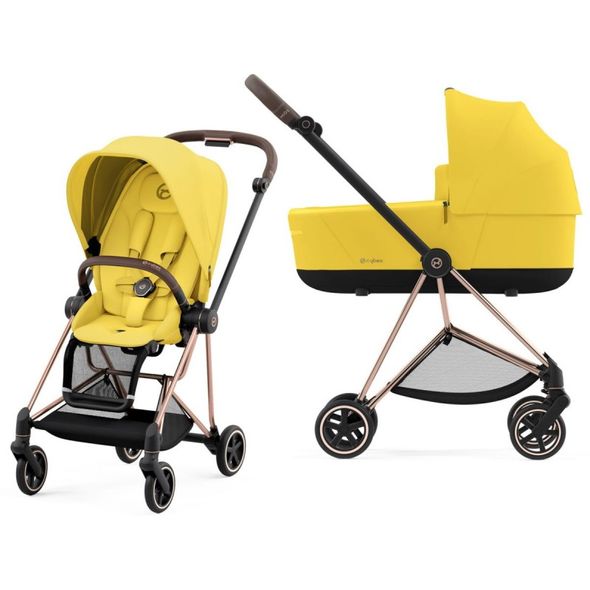 Купити Коляска дитяча 2 в 1 Cybex Mios Lux Mustard Yellow шасі Rosegold 38 000 грн недорого, дешево