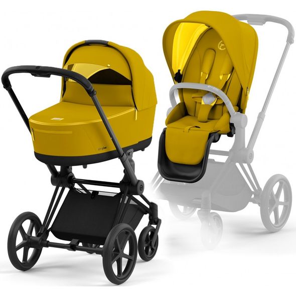 Купити Коляска дитяча 2 в 1 Cybex Priam Mustard Yellow шасі Matt Black 47 580 грн недорого, дешево