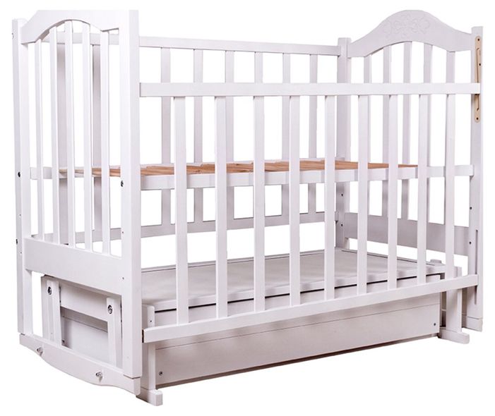Купить Кровать Babyroom Дина D301 белая (маятник, ящик) 2 500 грн недорого