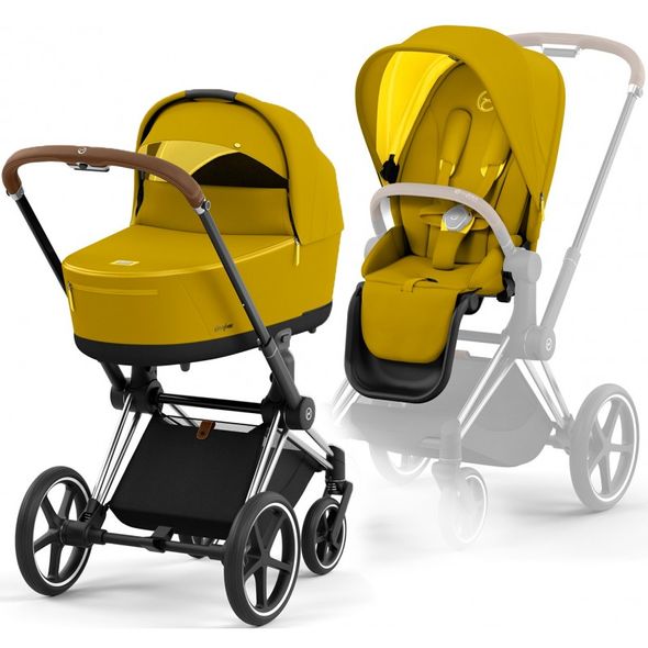 Купити Коляска дитяча 2 в 1 Cybex Priam Mustard Yellow шасі Chrome Brown 48 700 грн недорого, дешево