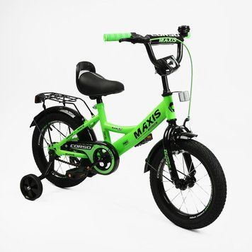 Купить Детский велосипед CORSO 14" Maxis MX-19800 (стальная рама, ручные томоза, дополнительные колеса) 3 042 грн недорого