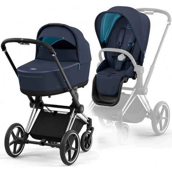 Купити Коляска дитяча 2 в 1 Cybex Priam Nautical Blue шасі Chrome Black 47 580 грн недорого, дешево