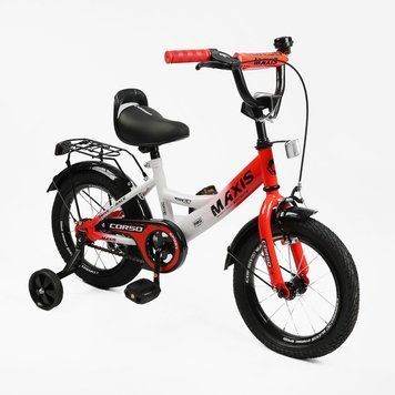 Купить Детский велосипед CORSO 14" Maxis MX-73569 (стальная рама, ручные томоза, дополнительные колеса) 3 042 грн недорого
