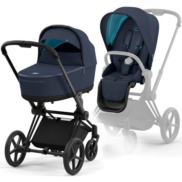 Купити Коляска дитяча 2 в 1 Cybex Priam Nautical Blue шасі Matt Black 47 580 грн недорого, дешево