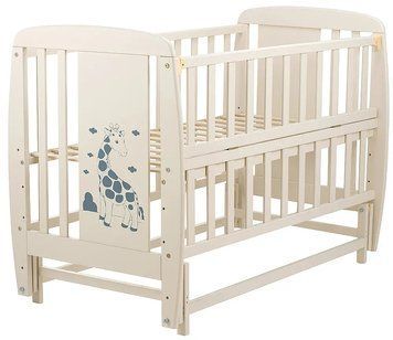 Купить Кроватка Bair Жирафик JM-2 маятник,откидной бок, бук, слоновая кость 5 450 грн недорого