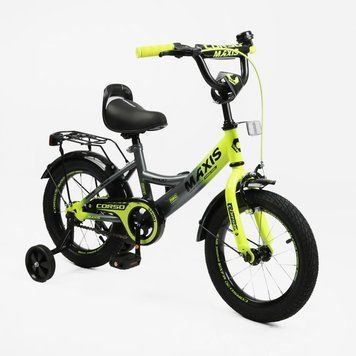 Купить Детский велосипед CORSO 14" Maxis MX-64003 (стальная рама, ручные томоза, дополнительные колеса) 3 042 грн недорого