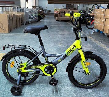Купить Детский велосипед CORSO 16" Maxis MX-40771 (стальная рама, ручные томоза, дополнительные колеса) 3 324 грн недорого