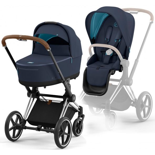 Купити Коляска дитяча 2 в 1 Cybex Priam Nautical Blue шасі Chrome Brown 47 580 грн недорого, дешево