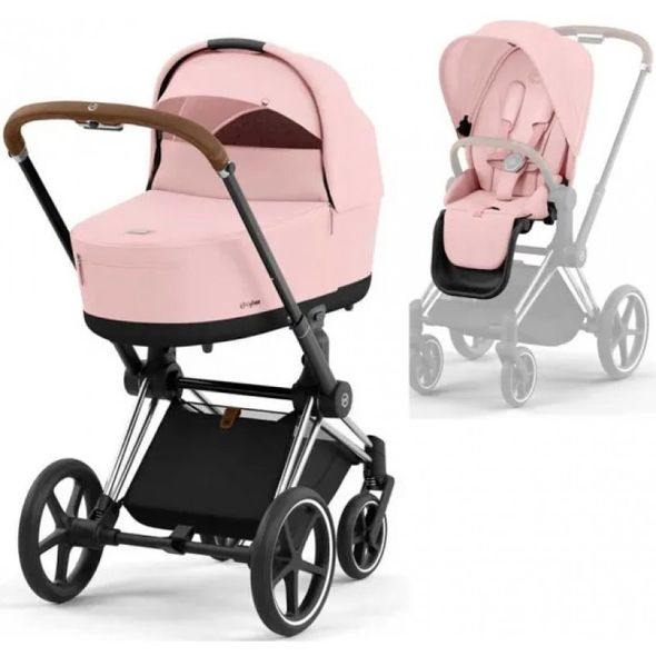 Купити Коляска дитяча 2 в 1 Cybex Priam Peach Pink шасі Chrome Brown 51 600 грн недорого, дешево